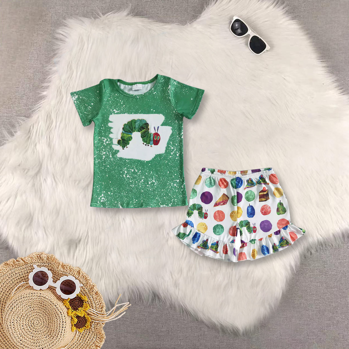 RTS NO MOQ Boys and Girls Caterpillar Bandage Summer Mixed Outfit