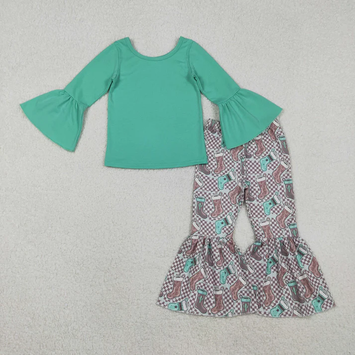 RTS NO MOQ Sibling baby girl boy clothes Christmas long-sleeved pants suits