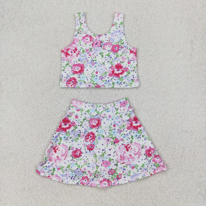 RTS NO MOQ Sibling baby Girls clothes colorful yoga Dream short sleeve Clothes Sets