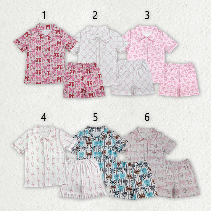 RTS NO MOQ Baby girl clothes Short Sleeve shorts pajamas Suit