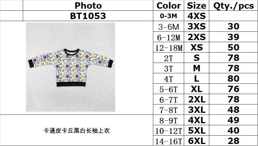 RTS NO MOQ ETA 5/7days arrived BT1053  black and white long-sleeved top