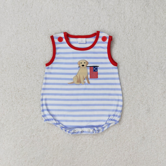 RTS no moq SR1080 Embroidered puppy flag striped vest bodysuit