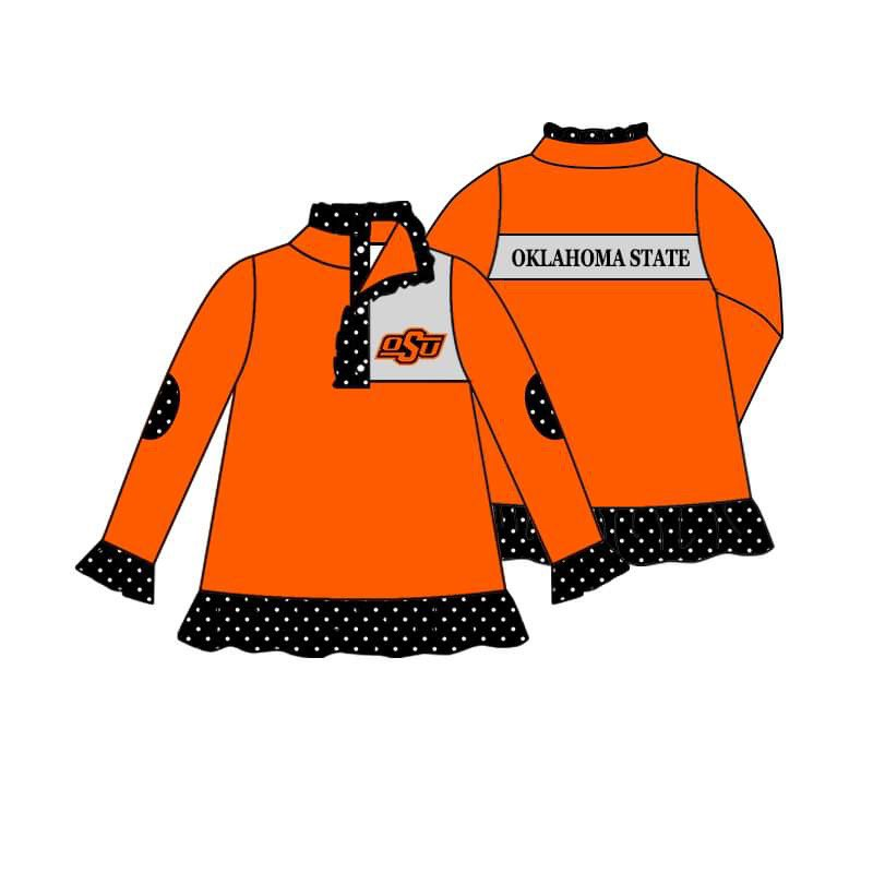 Custom moq 5 mix size milk silk summer teams baby girls boys clothes team orange sport team long sleeve tops-25.7.19