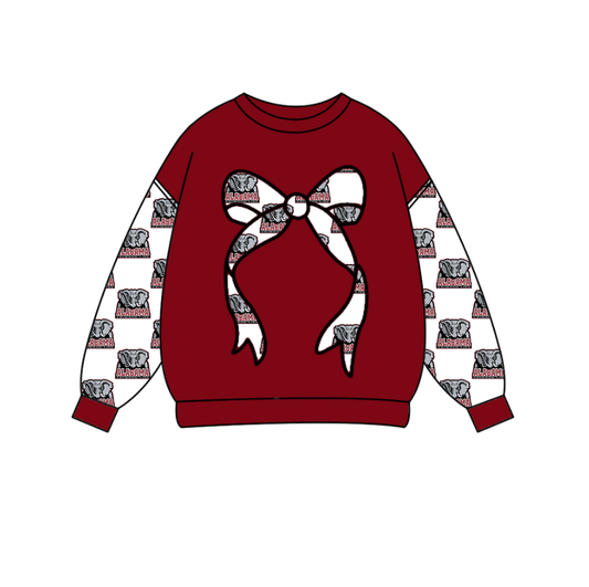 Custom moq 5 mix size milk silk summer team baby boys clothes brick red bow long sleeve top-25.10.15