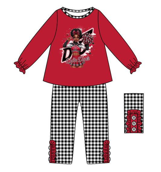 Custom moq 5 mix size milk silk summer teams baby girl clothes red long sleeve pants sets-25.9.13