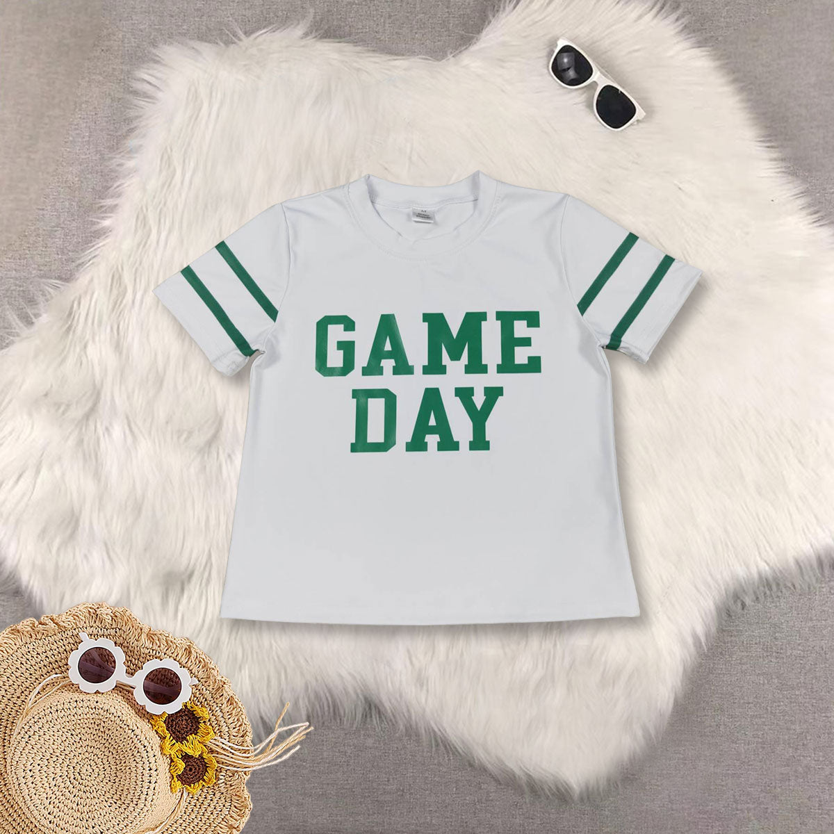 RTS NO MOQ Sibling baby girl clothes GAME team yoga short sleeve tops