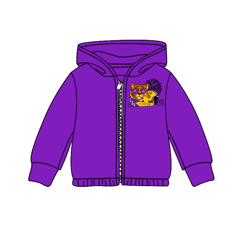 Custom moq 5 mix size milk silk baby girls clothes team purple hooded long sleeve top-25.8.4