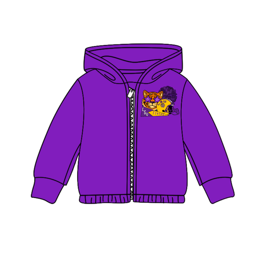 Custom moq 5 mix size milk silk baby girls clothes team purple hooded long sleeve top-25.8.4