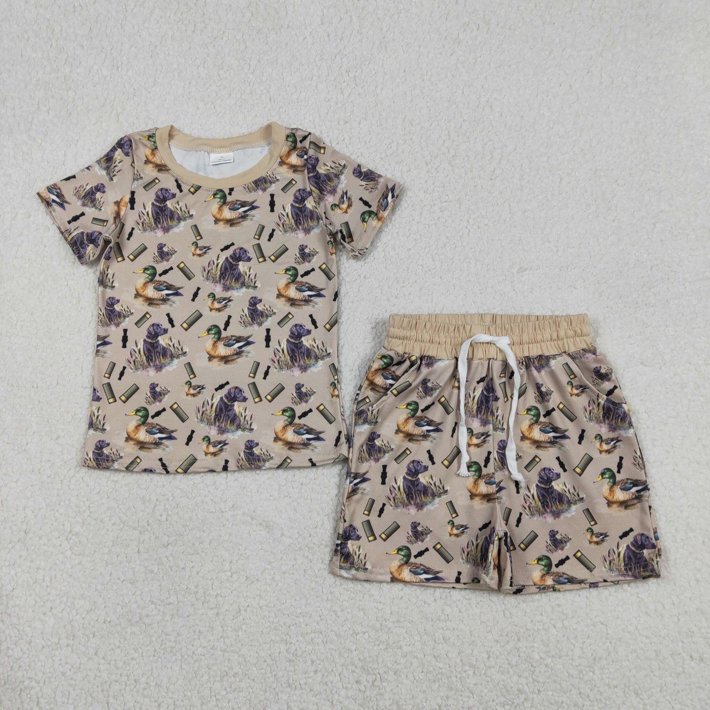 RTS NO MOQ（In Stock) BSSO1727 Duck Puppy Green Short-Sleeve Shorts Set
