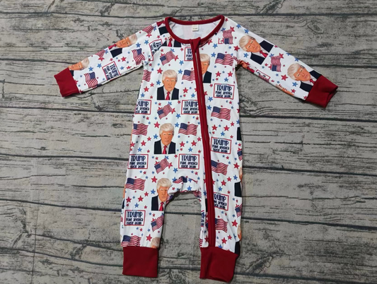 Custom moq 3 eta 6-7weeks Flag-Business Card-Character-Five-Pointed Star Pattern White Long Zipper Bodysuit