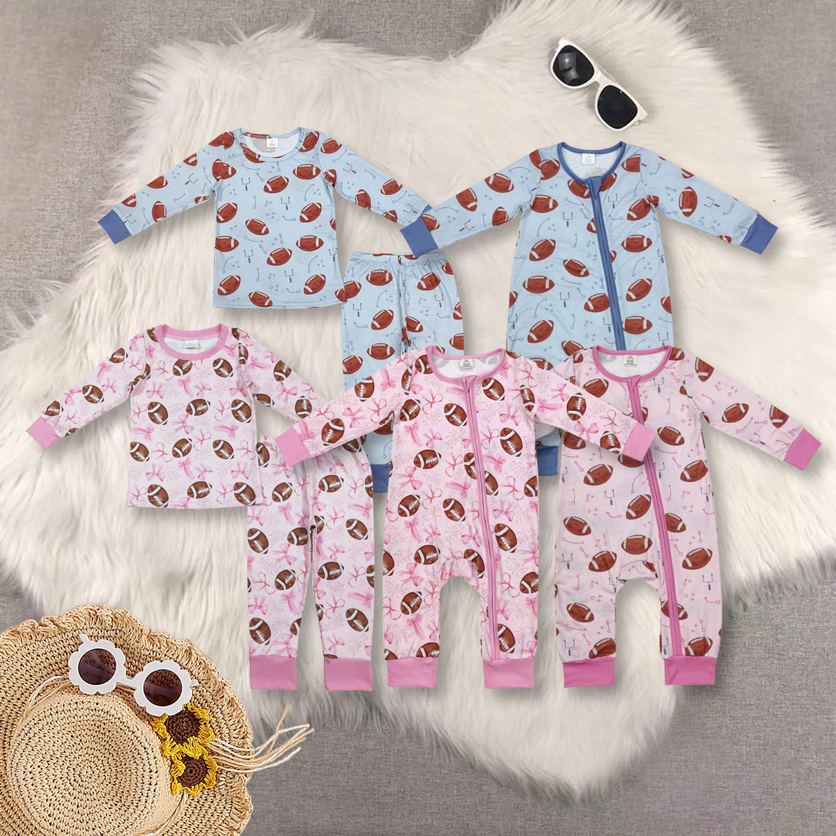 RTS NO MOQ Sibling baby boy girls clothes modal rugby Long Sleeve Suits and rompers
