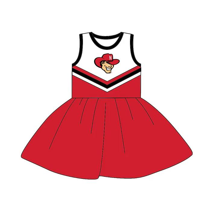 Custom moq 5 each style eta 6-7weeks baby girl clothes team red sleeveless dress-25.8.21