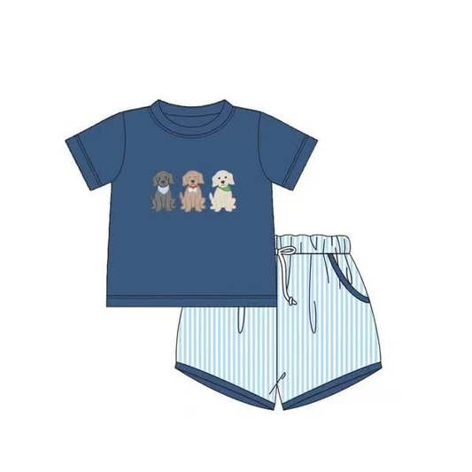 Custom moq 5 each style eta 6-7weeks baby boy clothes puppy short sleeve shorts sets-25.7.29