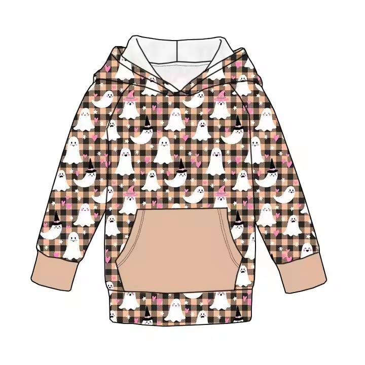 Custom moq 5 each style eta 6-7weeks baby girl clothes ghost hooded long sleeve top-25.8.1