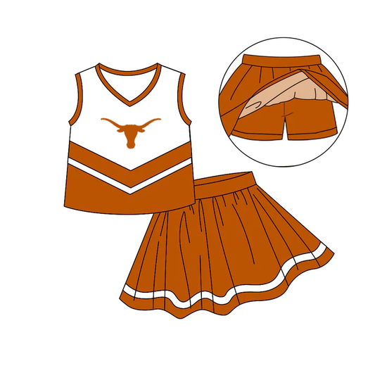Custom moq 5 each style eta 6-7weeks baby girl clothes team brown sleeveless skirts sets-25.8.6