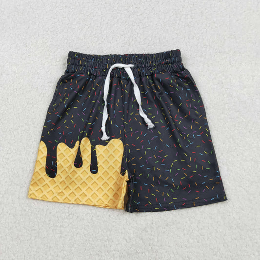 Best Sell RTS Baby Girls Summer Ice Cream Drip Waffle Shorts Bottoms Black Cute And Comfortable Kids' Clothing