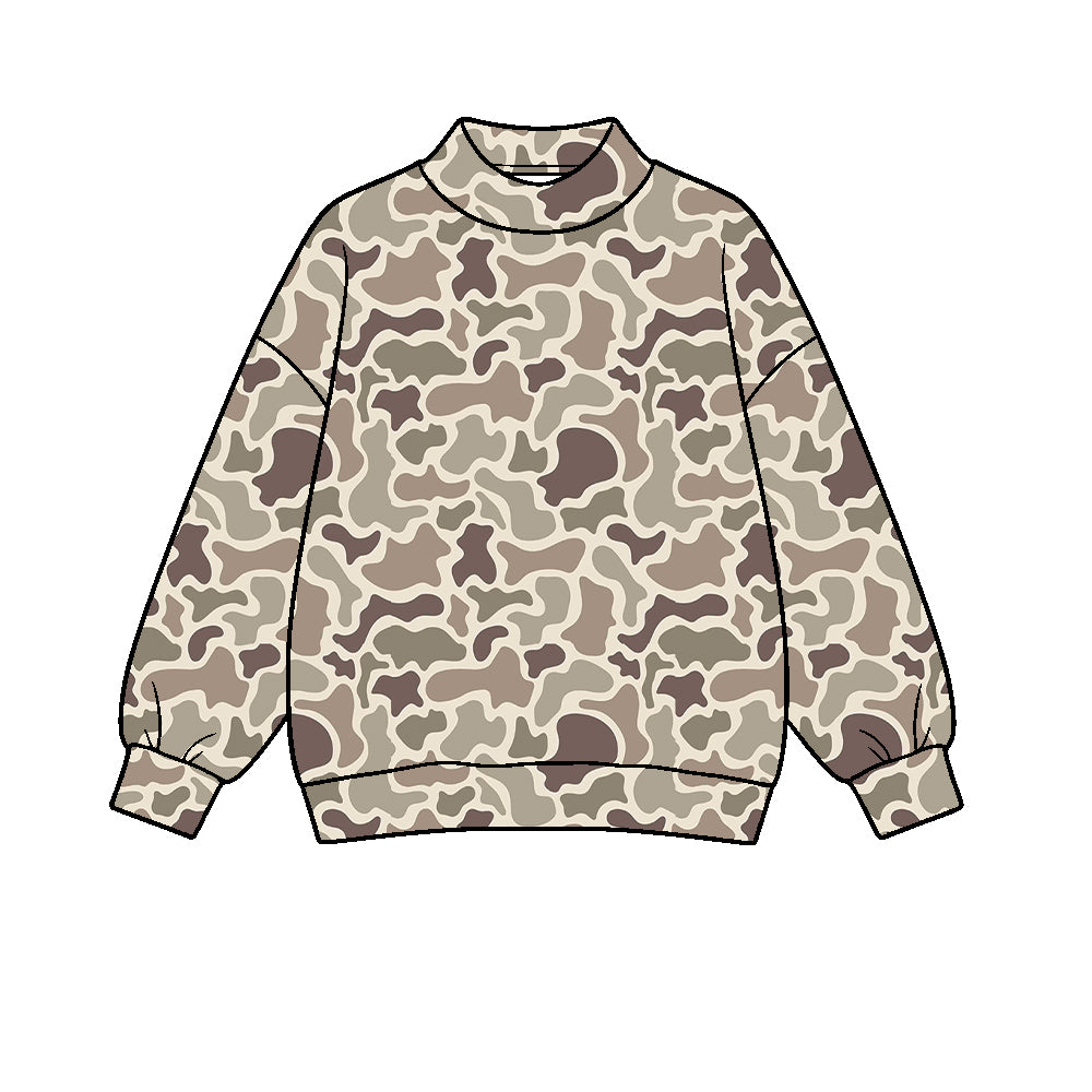 custom moq 5 mix size CAMOSW0102 Adult High Neck Camo Print Long Sleeve Sweatshirt Casual Pullover Top