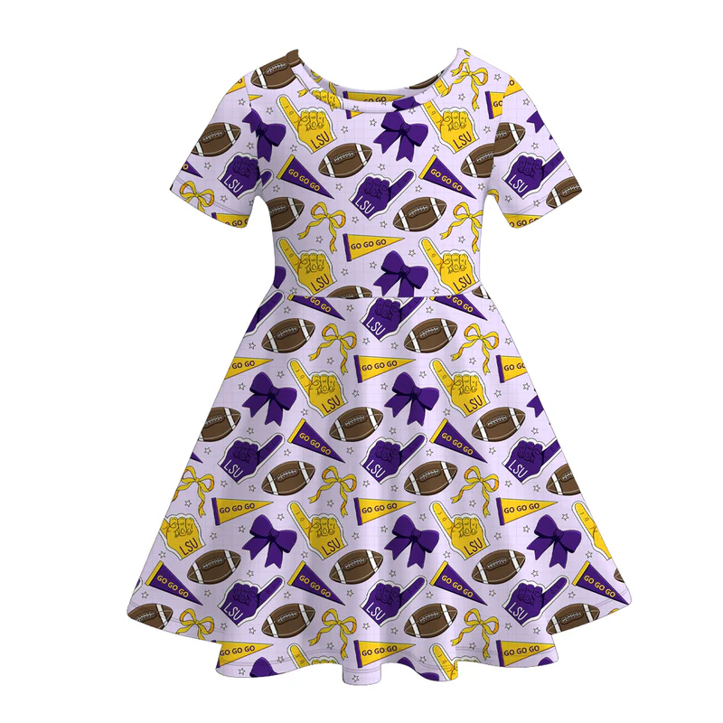 Custom moq 5 each style eta 6-7weeks milk silk baby girls team summer short sleeves dresses 6-25.7.16