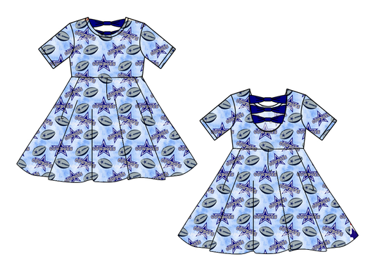 Custom moq 5 each style eta 6-7weeks baby girl clothes team blue short sleeve dress-25.9.1