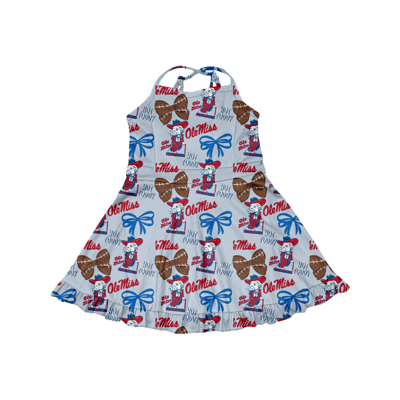 Custom moq 5 mix size milk silk summer teams baby girls clothes team bow blue sleeveless skirts sets and dress 3 and skirts-25.8.21