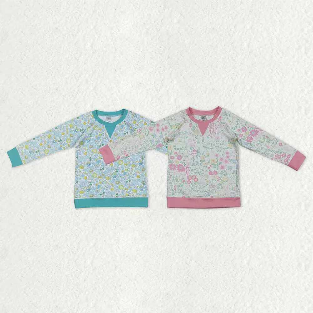 RTS NO MOQ Sibling baby girl clothes yoga floral long Sleeve Tops