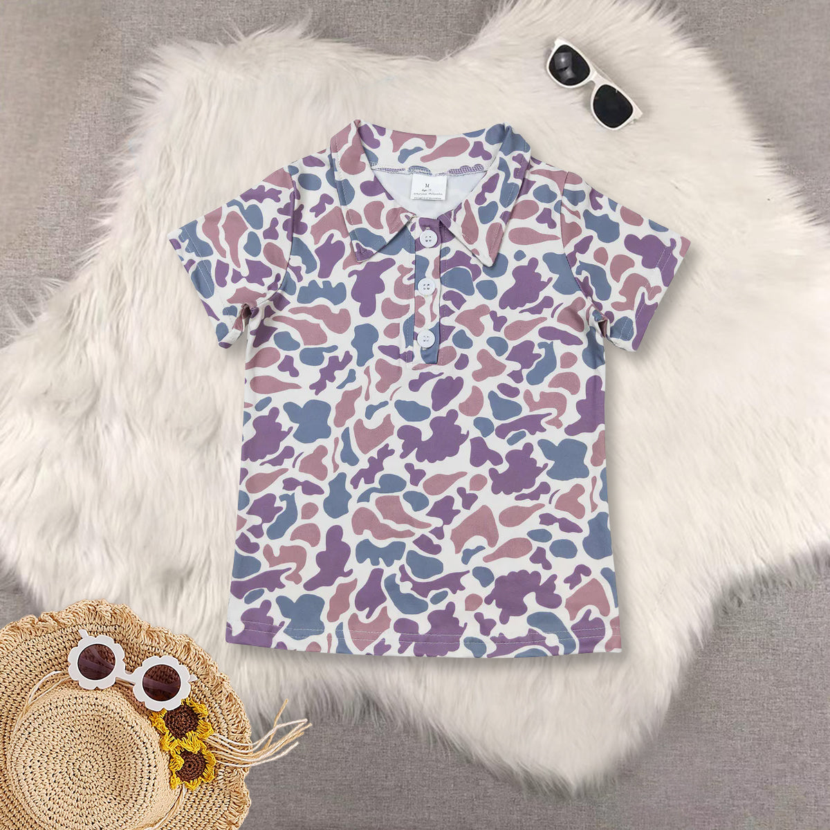 RTS NO MOQ baby boys clothes camouflage short-sleeved tops