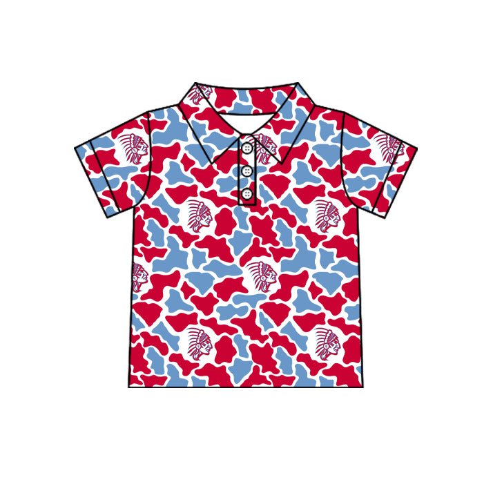 custom moq 5 mix size VAHG0101 Baby Boys Camo Print Short Sleeve Polos For Kids Team Top