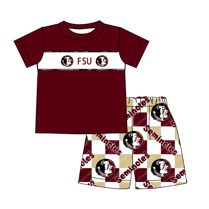 Custom summer teams baby girls clothes team brick red short sleeve shorts sets 2 and briefs sets and rompers-25.7.23