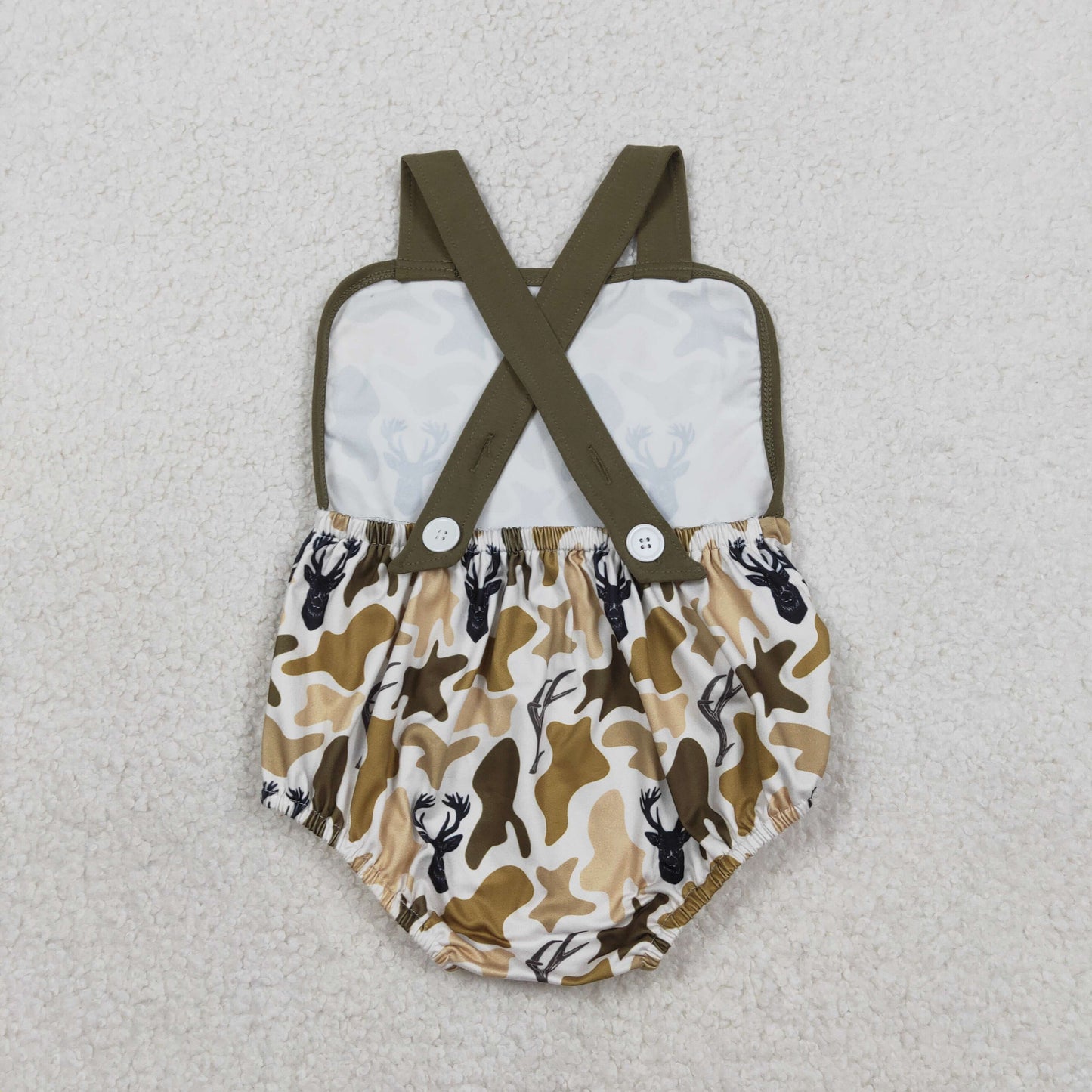 RTS NO MOQ（In Stock ) SR3924 Deer Head Green Camouflage White Vest Jumpsuit