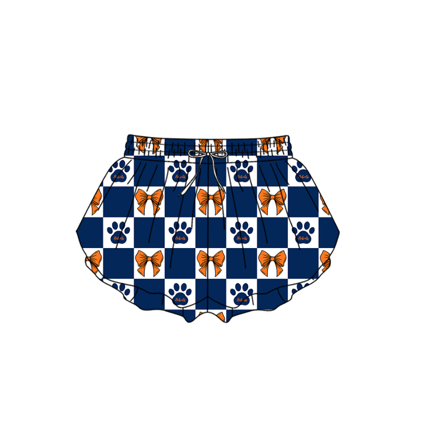 Custom moq 3 or 5 mix size milk silk summer teams baby girl clothes bow blue summer shorts