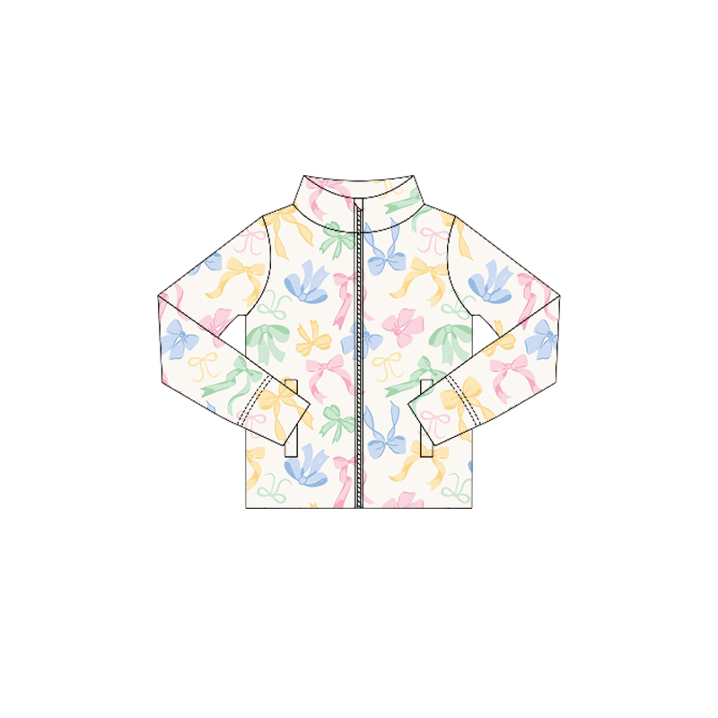 Custom moq 5 each style eta 6-7weeks baby girl clothes Long Sleeve Floral Bow Jacket