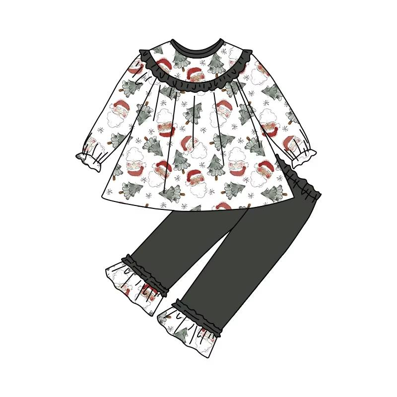 Custom moq 5 each style eta 6-7weeks baby girl clothes Christmas long sleeve pants sets-25.8.4