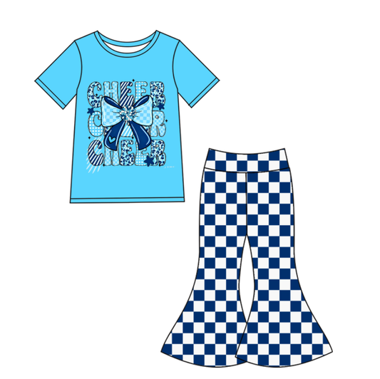 Custom moq 5 mix size eta 6-8weeks milk silk summer teams bow blue baby girl clothes short sleeve pants sets-25.10.24