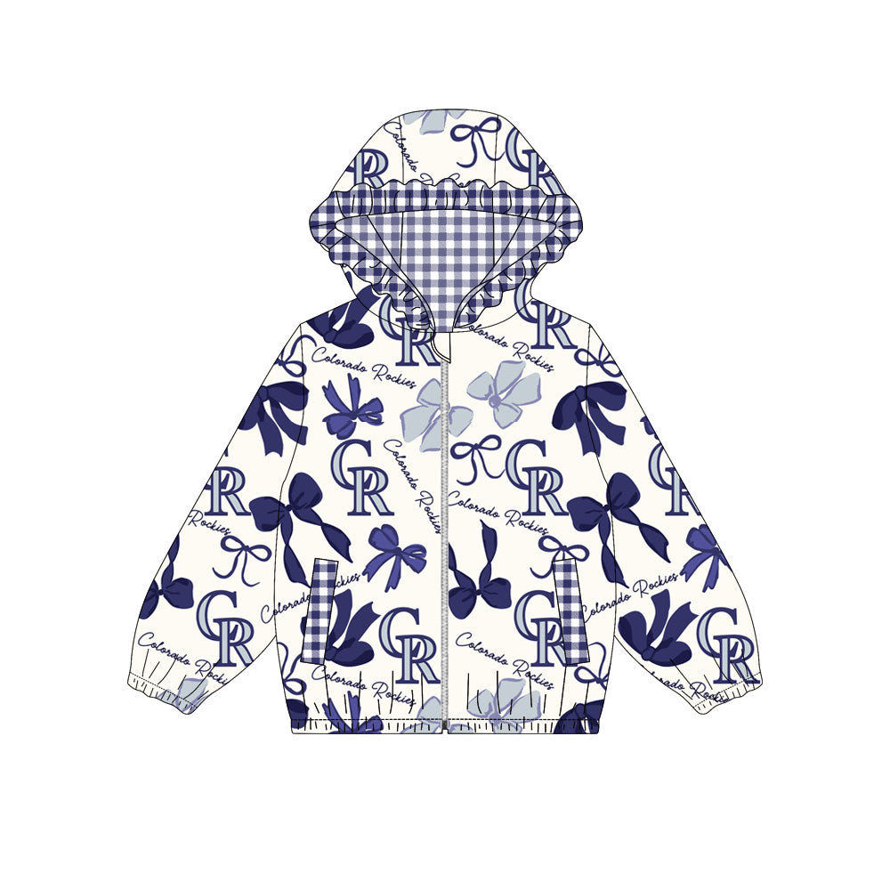 Custom moq 8 mix size milk silk summer team baby girls clothes bow purple blue hooded long sleeve top-25.9.24