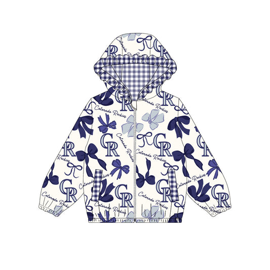 Custom moq 8 mix size milk silk summer team baby girls clothes bow purple blue hooded long sleeve top-25.9.24
