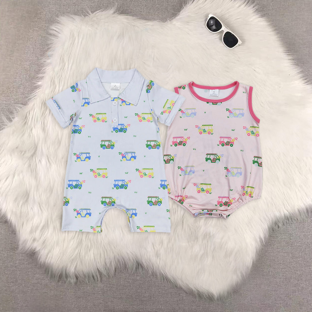 RTS NO MOQ baby girls clothes and boys short-sleeved romper