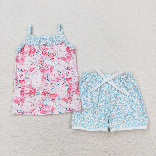 GSSO0869 Floral Sleeveless Floral Shorts Set