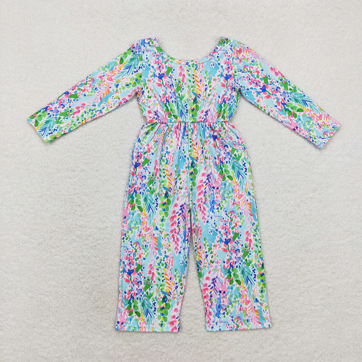 RTS NO MOQ Sibling baby girl clothes matching floral long sleeve jumpsuit 14