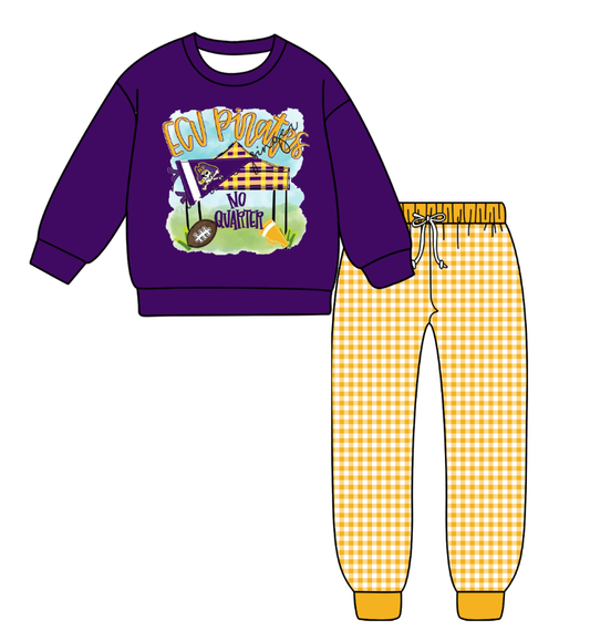 Custom moq 5 mix size milk silk summer teams baby boy clothes purple long sleeve pants sets-25.9.9