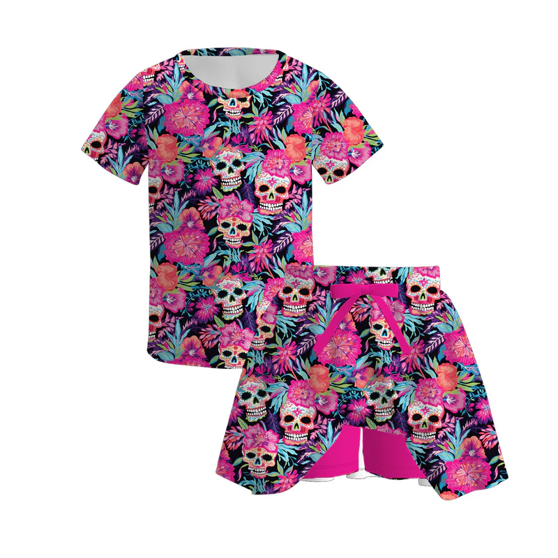 Custom moq 5 each style eta 6-7weeks baby girl short sleeve shorts set and dress and adult pants