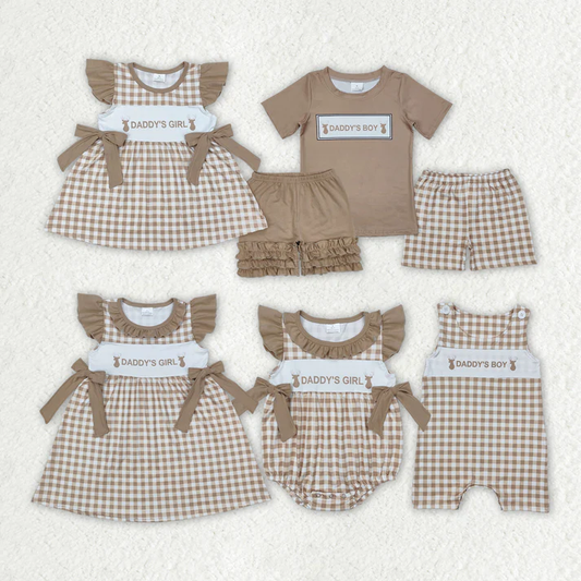 RTS Boys and girls daddy Short Sleeve Shorts sets dress romper