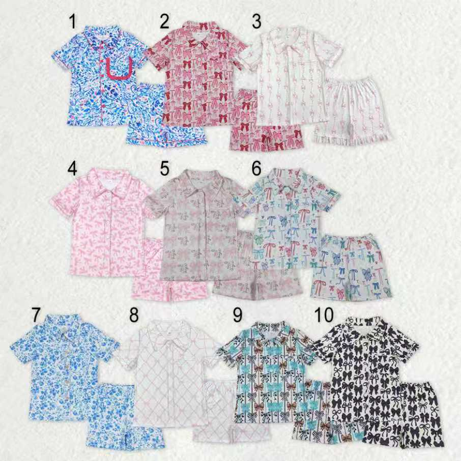 RTS NO MOQ Adult Girls Button Cardigan Short Sleeve Shorts Pajama Set: Leopard & Geometric Stripes