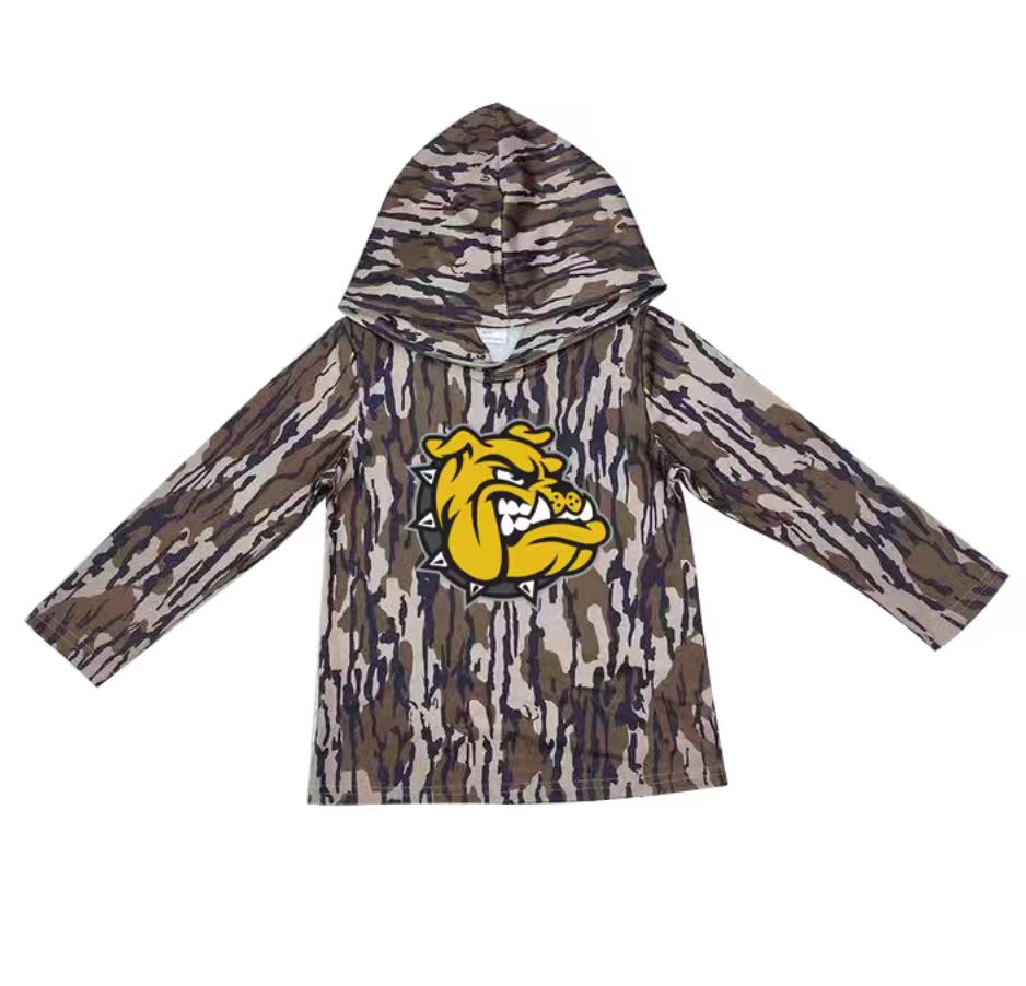 Custom moq 5 mix size milk silk summer team baby girls and boys clothes camouflage hooded long sleeve top-25.10.22