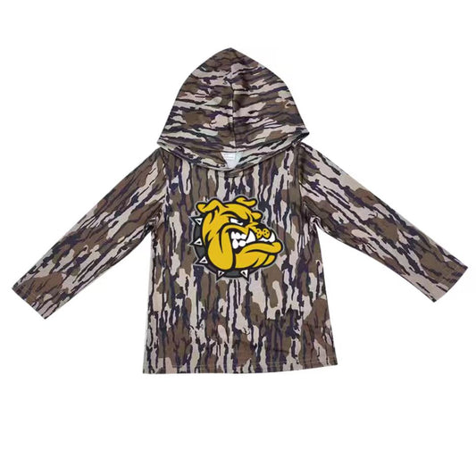 Custom moq 5 mix size milk silk summer team baby girls and boys clothes camouflage hooded long sleeve top-25.10.22