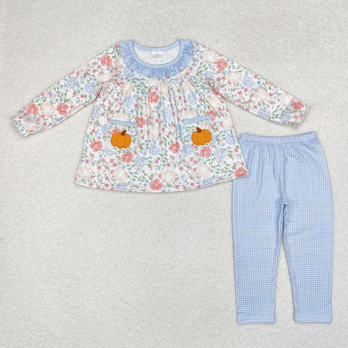 RTS NO MOQ Sibling baby girl clothes halloween pumpkin long sleeve pants Sets