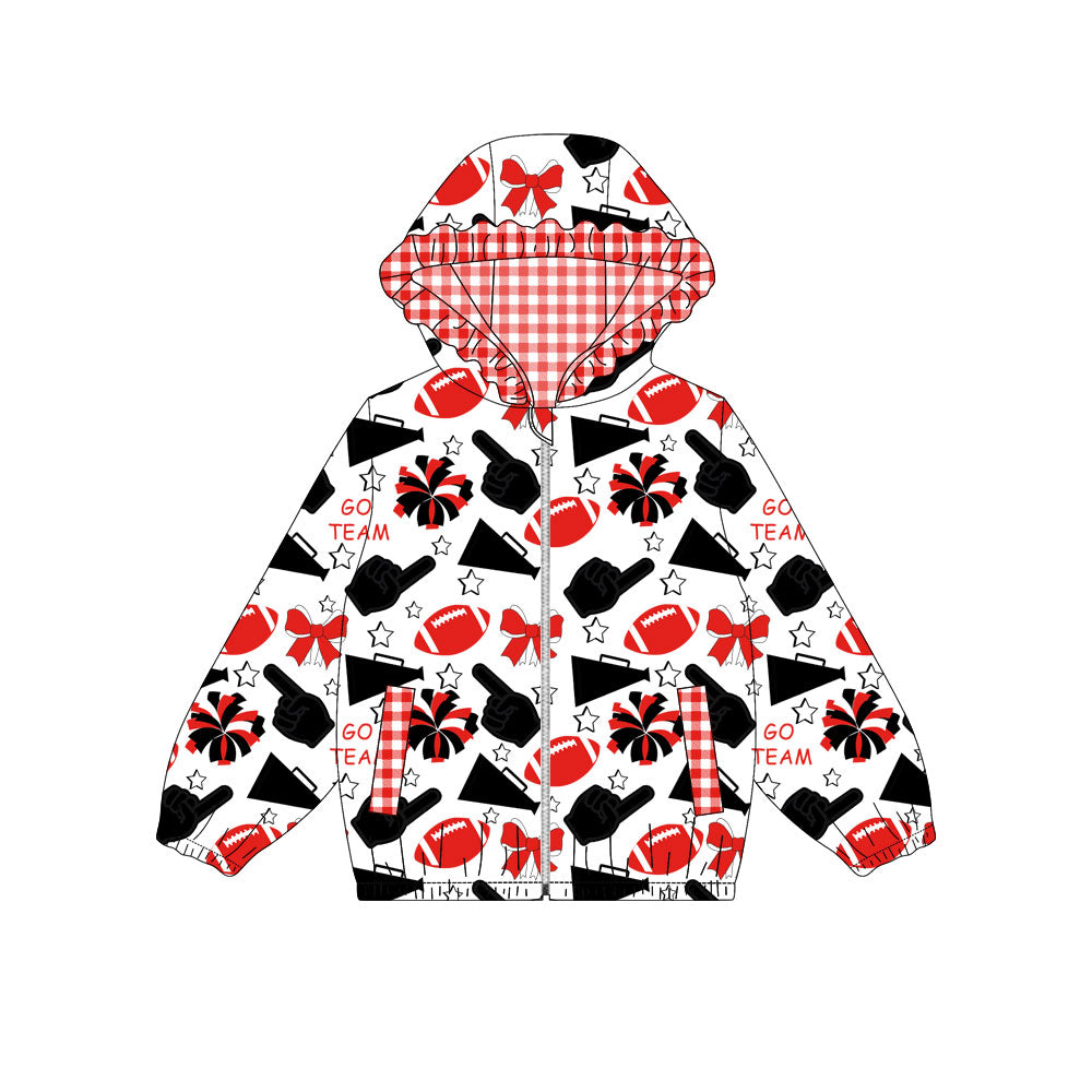 Custom moq 8 mix size milk silk summer team baby girls clothes bow red and black hooded long sleeve top-25.9.30