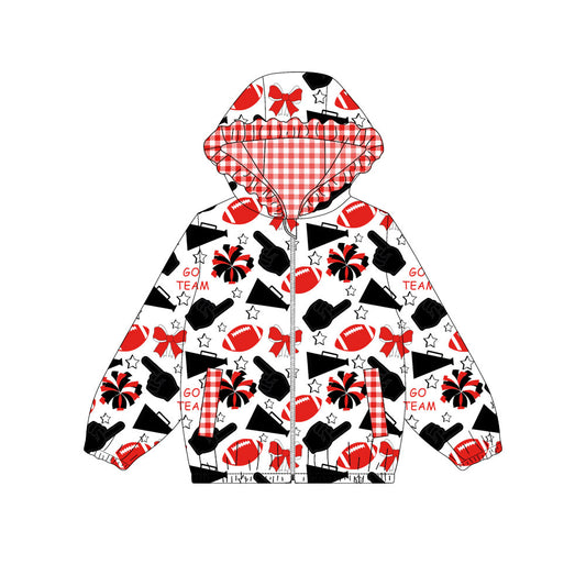 Custom moq 8 mix size milk silk summer team baby girls clothes bow red and black hooded long sleeve top-25.9.30
