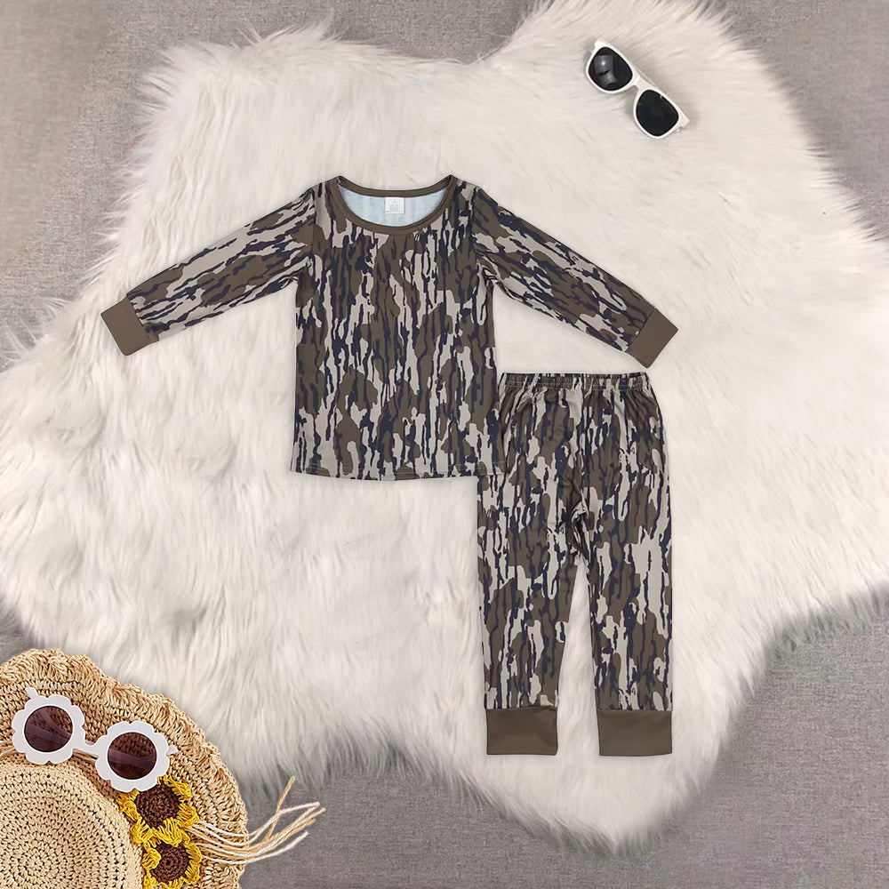 RTS NO MOQ Sibling baby boy clothes Modal camouflage long sleeve pants Sets