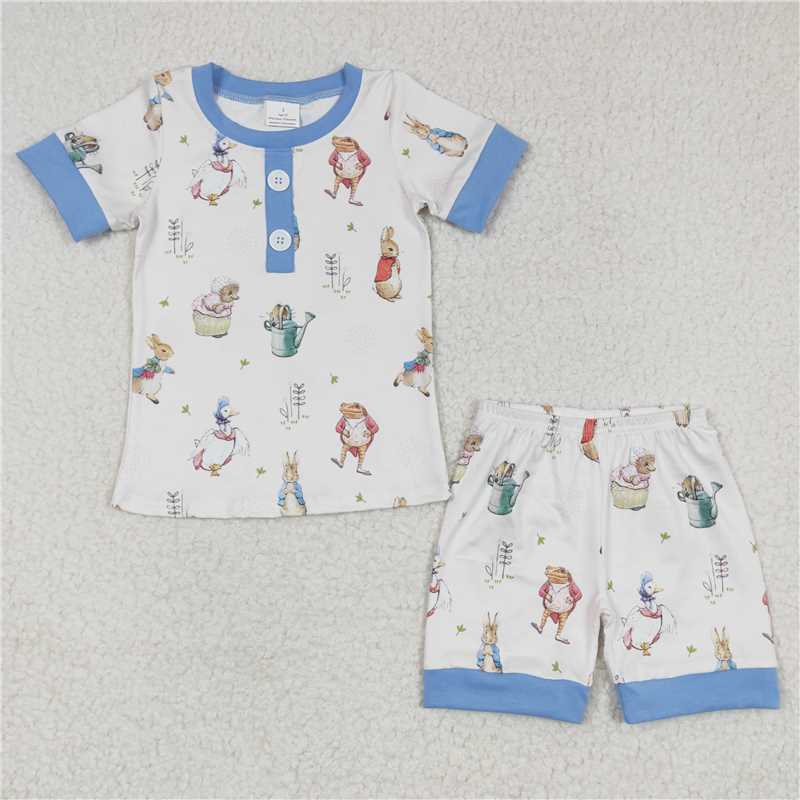 RTS NO MOQ Easter rabbit short-sleeved shorts suit & short-sleeved sets