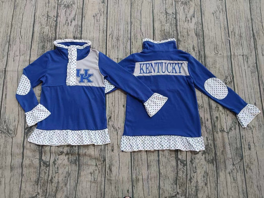 Custom moq 3 eta 6-7weeks baby girl clothes team blue long sleeve shirt-25.8.28